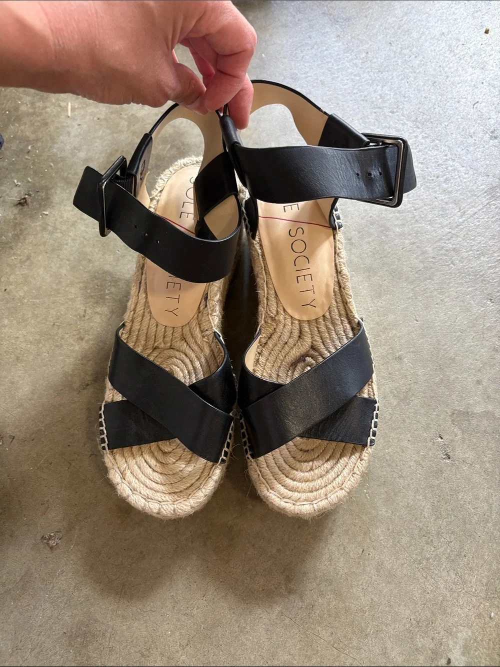Sole Society Black Cross-Strap Wedges